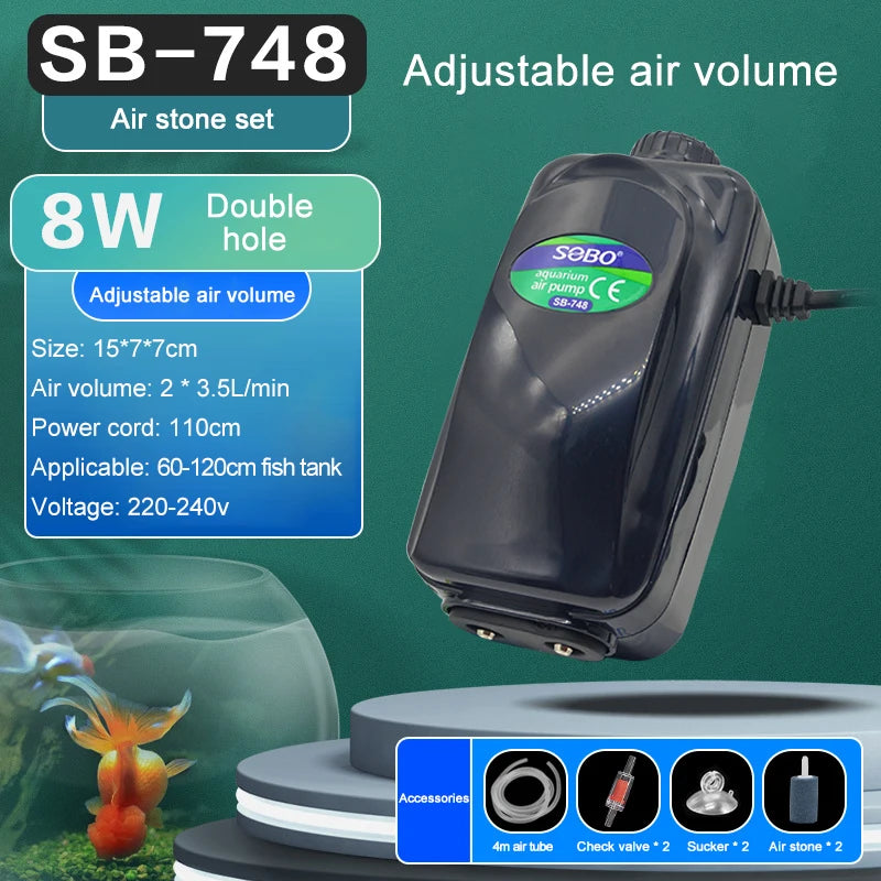 SOBO Aquarium luchtpomp (1W-3,5W-8W)