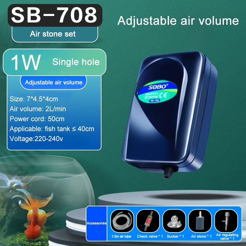 SOBO Aquarium luchtpomp (1W-3,5W-8W)