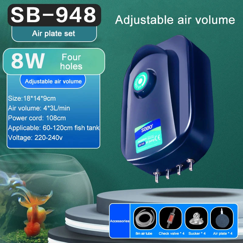 SOBO Aquarium luchtpomp (1W-3,5W-8W)